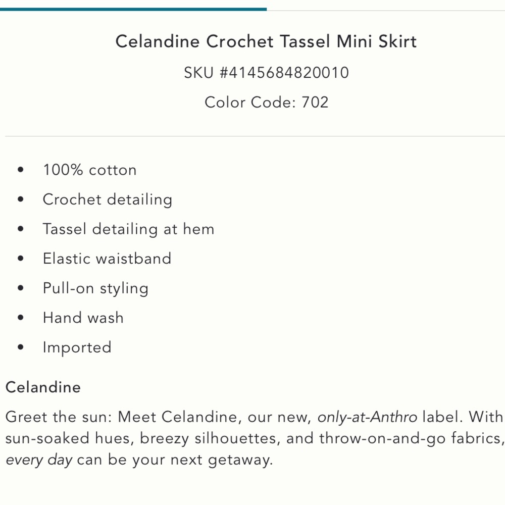 NWT Anthropologie Celandine Crochet Tassel Mini Skirt Size XL - Picture 2 of 10